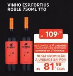 Supermercados Pague Menos vinho esp.fortius roble oferta