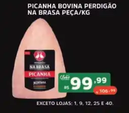 Supermercados Pague Menos Picanha bovina perdigão na brasa peça/kg oferta
