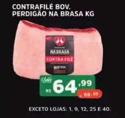 Supermercados Pague Menos Contrafile bov. perdigão na brasa kg oferta