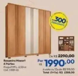 Lojas Becker Roupeiro Mozart 6 Portas oferta
