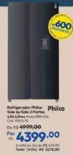 Lojas Becker Refrigerador Philco Side by Side 2 Portas oferta