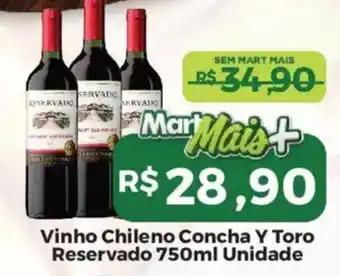 Mart Minas Vinho Chileno Concha Y Toro Reservado oferta