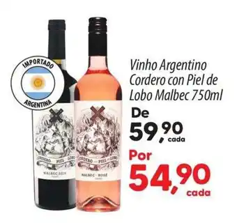 Vinho Argentino Cordero con Piel de Lobo Malbec 750ml