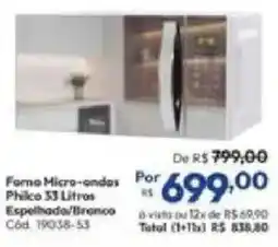 Lojas Becker Forno Micro-ondas Philco 33 Litros Espelhado/Branco oferta