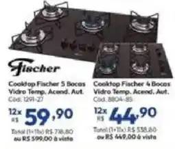 Lojas Becker Cooktop Fischer 5 Bocas Vidro Temp. Acend. Aut. oferta