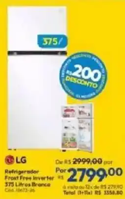 Lojas Becker Refrigerador Frost Free Inverter 375 Litros Branca oferta