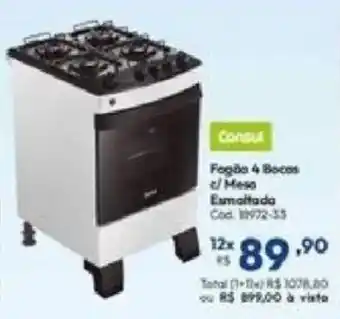 Lojas Becker Fogão 4 Bocas c/ Mesa Esmaltada oferta