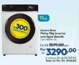 Lojas Becker Lava e Seco Philco 11kg Inverter com Agua Quente oferta