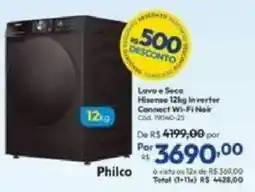 Lojas Becker Lava e Seca Hisense 12kg Inverter Connect Wi-Fi Nair oferta