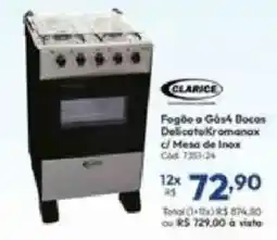 Lojas Becker Fogão a Gás 4 Bocas Delicata c/ Mesa de Inox oferta
