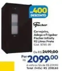 Lojas Becker Cervejeira, Adega e Frigobar Fischer Infinity 92 Litros Preta oferta