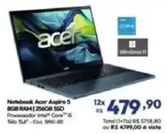 Lojas Becker Notebook acer aspire 5 oferta