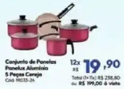 Lojas Becker Conjunto de Panelas Panelux Alumínio 5 Peças Cereja oferta