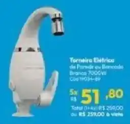 Lojas Becker Torneira Elétrico de Parede ou Bancada Branca oferta