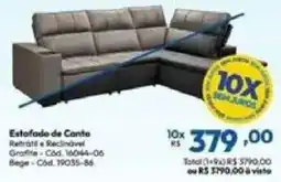 Lojas Becker Estofado de Canto Retratil e Reclinável oferta