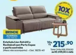 Lojas Becker Estofado Lion Retrátil e Reclinável com Porta Copos e porta controles oferta