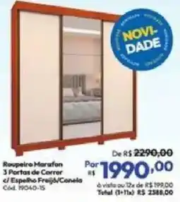 Lojas Becker Roupeiro Marafon 3 Portas de Correr c/ Espelho Freij/Conela oferta
