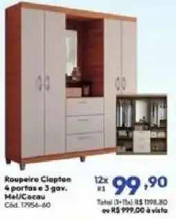 Lojas Becker Roupeiro clapton 4 portas e 3 gav. oferta