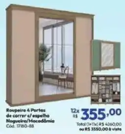 Lojas Becker Roupeiro 4 Portas de correr c/ espelho oferta