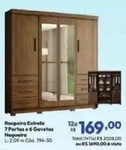 Lojas Becker Roupeiro Estrela 7 Portas e 6 Gavetas oferta