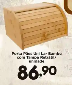Confiança Supermercados Porta Pães Uni Lar Bambu com Tampa Retrátil oferta