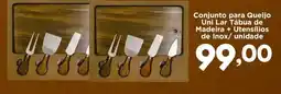 Confiança Supermercados Conjunto para Queijo Uni Lar Tábua de Madeira + Utensílios de Inox oferta