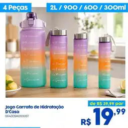 Casa Freitas Jogo Garrafa de Hidratação D'Casa oferta