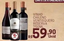 Supermercados Caetano vinho chileno ventisquero reserva oferta