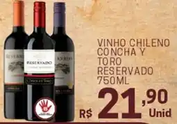 Supermercados Caetano vinho chileno concha y toro reservado oferta