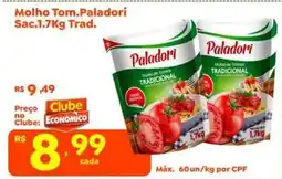 Econômico Atacadão Molho tom. paladori sac. 1.7kg trad. oferta