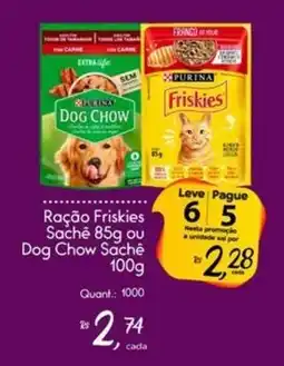 Giassi Supermercados Ração Sache 85g ou Dog Chow Sache 100g oferta