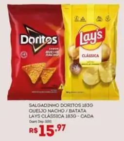 Bistek Supermercados Salgadinho Doritos 183g Queijo Nacho / Batata Lays Clássica 183g oferta