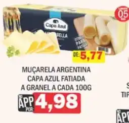 Supermercados Mendonça Muçarela argentina capa azul fatiada oferta