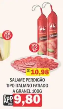 Supermercados Mendonça salame perdigão tipo italiano fatiado oferta