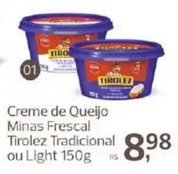 Supermercados Jau Serve Creme de Queijo Minas Frescal Tirolez Tradicional ou Light oferta