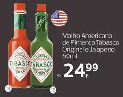 Supermercados Jau Serve Molho Americano de Pimenta Tabasco Original e Jalapeno oferta