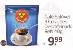 Supermercados Jau Serve Café Solúvel 3 Corações Descafeinado oferta