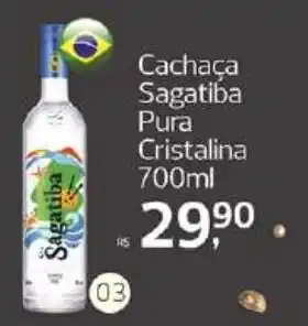 Supermercados Jau Serve Cachaca Sagatiba Pura Cristalina oferta