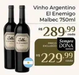 Dona de Casa Vinho Argentino El Enemigo Malbec oferta