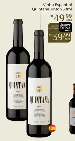 Dona de Casa Vinho Espanhol Quintana Tinto oferta