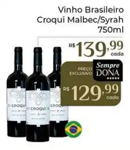Dona de Casa Vinho Brasileiro Croqui Malbec/Syrah oferta