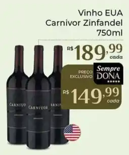 Dona de Casa Vinho eua carnivor zinfandel oferta
