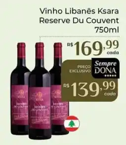 Dona de Casa Vinho Libanês Ksara Reserve Du Couvent oferta