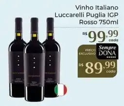 Dona de Casa Vinho Italiano Luccarelli Puglia IGP Rosso oferta