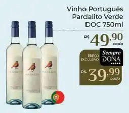 Dona de Casa Vinho Português Pardalito Verde DOC oferta