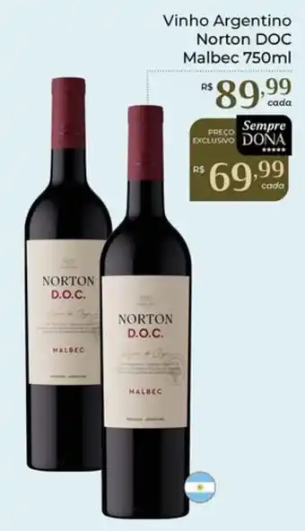 Dona de Casa Vinho Argentino Norton DOC Malbec oferta