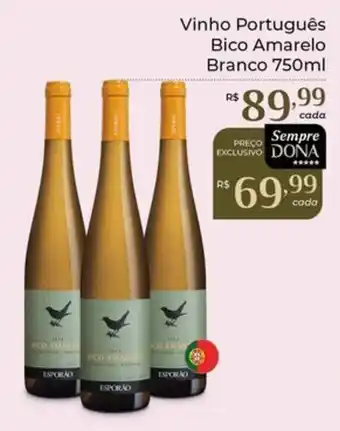 Dona de Casa Vinho Português Bico Amarelo Branco oferta