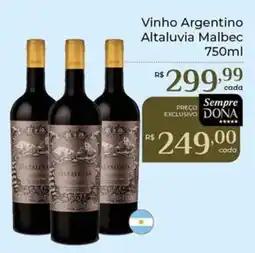 Dona de Casa Vinho Argentino Altaluvia Malbec oferta