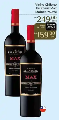Dona de Casa Vinho Chileno Errazuriz Max Malbec oferta