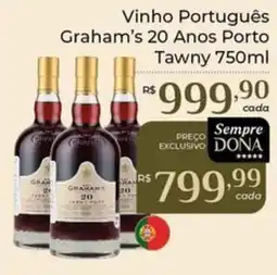 Dona de Casa Vinho Português Graham's 20 Anos Porto Tawny oferta